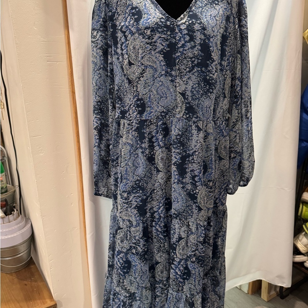 Joie Limited Edition Print Maxi Dress Size Large Blue Parisian Paisley Boho - Picture 4 of 9